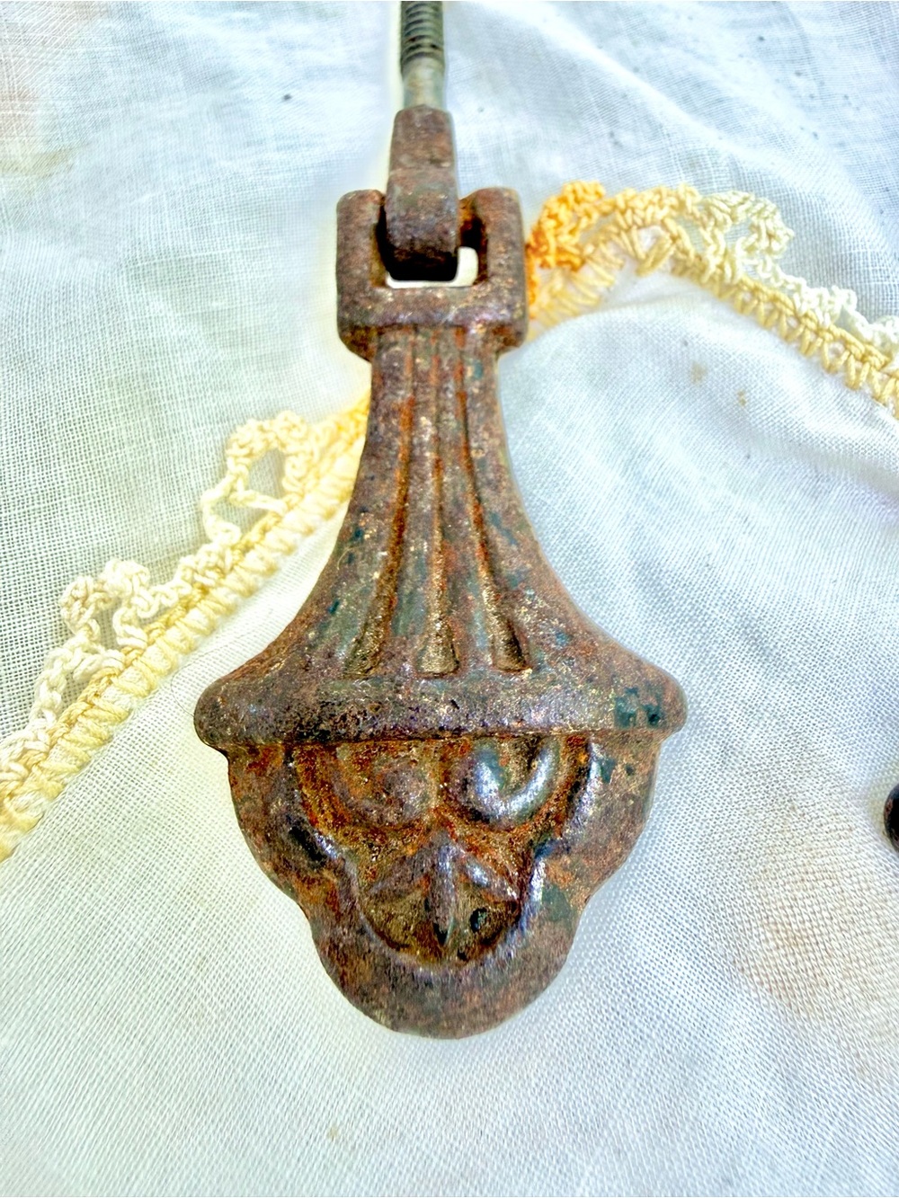 Antique German Heavy Cast Metal Drawer Pulls (Pair) - Picture 6 of 9